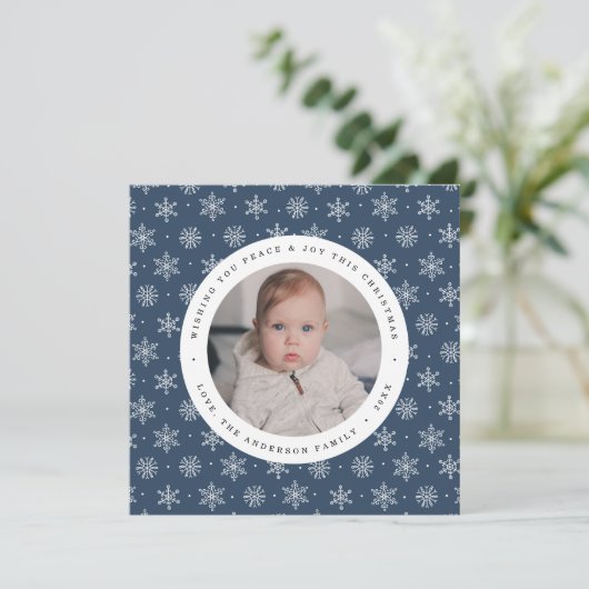 ネイビエレガントーとホワイトスノーフレーク模様2写真 シーズンカード (スタンド正面)