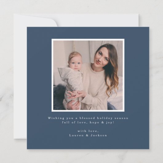 ネイビエレガントーとホワイトスノーフレーク模様2写真 シーズンカード (裏面)