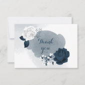 ネイビエレガントーとホワイトフローラサンキューカード サンキューカード (正面)