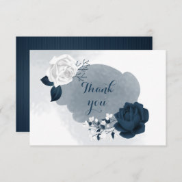 ネイビエレガントーとホワイトフローラサンキューカード サンキューカード