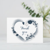 ネイビエレガントーとホワイトフローラハート サンキューカード (スタンド正面)