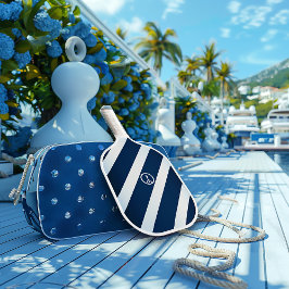 ネイビエレガントーとライトブルーストライプの航海の ピックルボールラケット