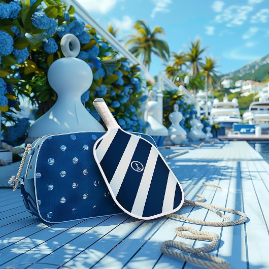 ネイビエレガントーとライトブルーストライプの航海の ピックルボールラケット