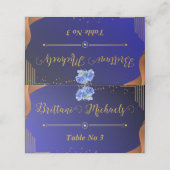 ネイビエレガントーと焦げオレンジのカスタムテーブル番号 プレイスカード (外部開封)