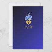 ネイビエレガントーと燃えたオレンジ色のエレガントな結婚式 招待状 (裏面)