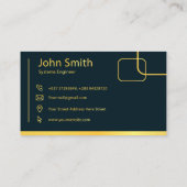 ネイビエレガントーと金ゴールドのカスタマイズ可能な名刺 名刺 (裏面)