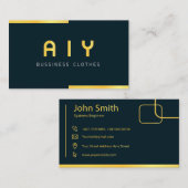 ネイビエレガントーと金ゴールドのカスタマイズ可能な名刺 名刺 (正面/裏面)