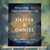 ネイビエレガントーと金ゴールドの冬の結婚式へようこそ アクリルサイン (ニュートラル)