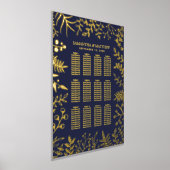 ネイビエレガントーと金ゴールドの結婚フローラの座席表 箔ポスター (レイダウン)