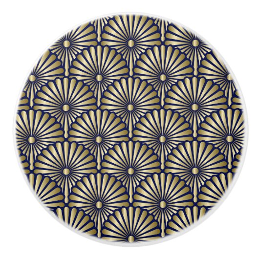 ネイビエレガントーと金ゴールドアールデコ引き出しノブ – SRF セラミックノブ (正面)