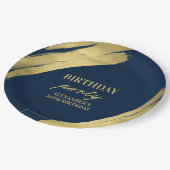 ネイビエレガントーと金ゴールドバースデーパーティー紙プレート ペーパープレート (アングル)