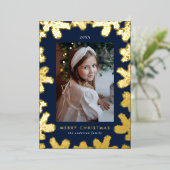 ネイビエレガントーと金ゴールドパインのフレーム写真 箔シーズンカード (立ち正面)