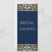 ネイビエレガントーと金ゴールドブライダルシャワー 招待状 (正面)