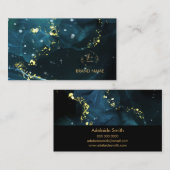 ネイビエレガントーと金ゴールドマーブルスタイルデザイン 名刺 (正面/裏面)