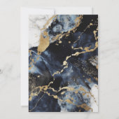 ネイビエレガントーと金ゴールド水色トレンディー結婚ズ 招待状 (裏面)