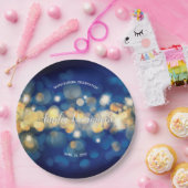 ネイビエレガントーと金ゴールド《写真》ぼけ味キンセアニラ ペーパープレート (パーティー)