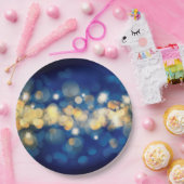 ネイビエレガントーと金ゴールド《写真》ぼけ味キンセアニラ ペーパープレート (パーティー)