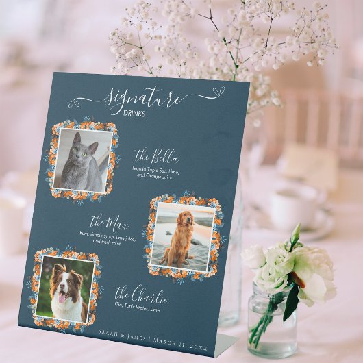 ネイビエレガントーとRust 3 Photo Pet Signature Drink 台座サイン