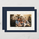 ネイビエレガントーカスタムフォトクリスマスホリデーカード シーズンカード (正面/裏面)