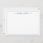 ネイビエレガントーガーリークラシックモダンスタイリッシュスクリプト ノートカード (正面)