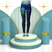 ネイビエレガントーガーリーブルースパークルグリッター抽象芸術 レギンス