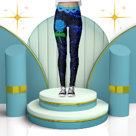 ネイビエレガントーガーリーブルースパークルグリッター抽象芸術 レギンス