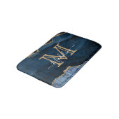 ネイビエレガントーガーリーブルー金ゴールド瑪瑙ジオードモノグラム バスマット (アングル)