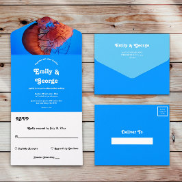 ネイビエレガントーク航海のクラゲ結婚沿岸 オールインワン招待状