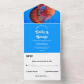 ネイビエレガントーク航海のクラゲ結婚沿岸 オールインワン招待状 (内側)