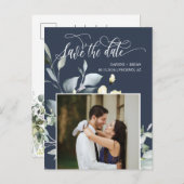 ネイビエレガントーグ離れリーQRコード保存日 案内ポストカード (正面/裏面)