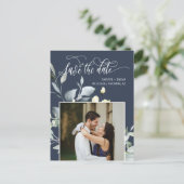 ネイビエレガントーグ離れリーQRコード保存日 案内ポストカード (スタンド正面)