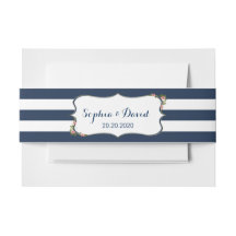 ネイビエレガントーストライプブルー結婚ズカスタム