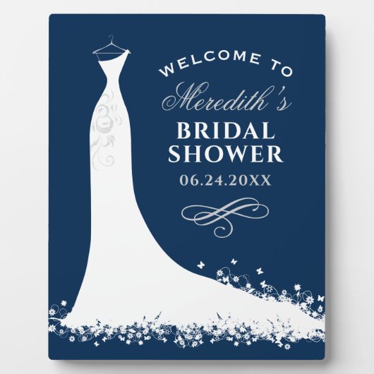 ネイビエレガントーズ結婚ガウンブライダルシャワーウェルカムセンター フォトプラーク (正面)