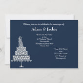 ネイビエレガントーダイヤモンドセ結婚ット 招待状 (正面)