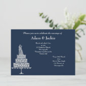 ネイビエレガントーダイヤモンドセ結婚ット 招待状 (スタンド正面)