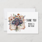 ネイビエレガントーバラとコーラル結婚ズ サンキューカード (正面)