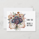 ネイビエレガントーバラとコーラル結婚ズ サンキューカード (正面)