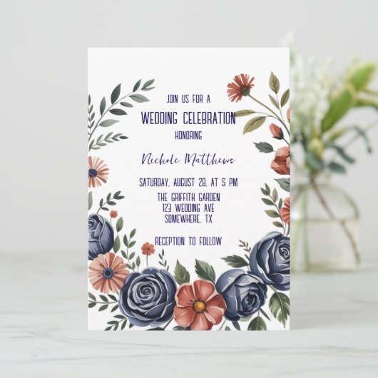 ネイビエレガントーバラとコーラル結婚ズ 招待状 (スタンド正面)