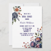 ネイビエレガントーバラアンドコーラルブライダルシャワー 招待状 (正面)