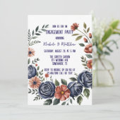 ネイビエレガントーバラアンドコーラル婚約パーティ 招待状 (スタンド正面)