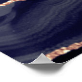 ネイビエレガントーバラゴールドフォイルアガテ結婚の歓迎 ポスター (角)