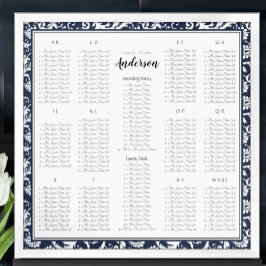 ネイビエレガントービクトリアンブルーダマスク座席表 ポスター