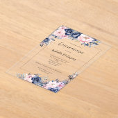 ネイビエレガントーピンクフローラフォーマルキンセアニェラ アクリル招待状 (レイダウン)