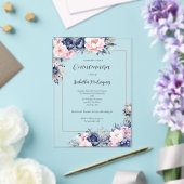 ネイビエレガントーピンクフローラフォーマルキンセアニェラ アクリル招待状 (インサイチュ (ウェディング))