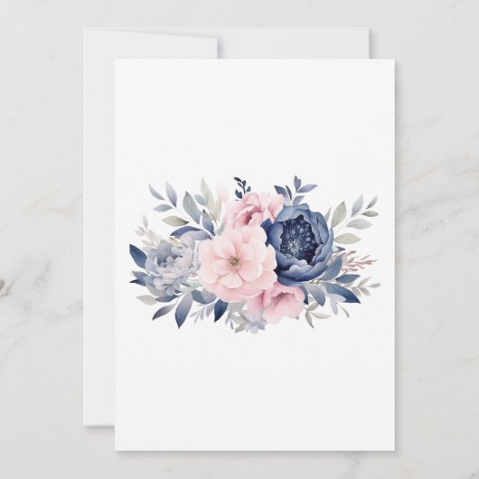 ネイビエレガントーピンクフローラフォーマルキンセアニェラ 招待状 (裏面)