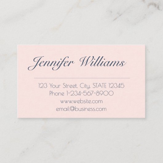 ネイビエレガントーフェミニンブルーと赤面ピンクのフローラ 名刺 (裏面)