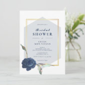 ネイビエレガントーフォーマルゴールデンフレームブライダルシャワー 招待状 (スタンド正面)
