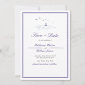 ネイビエレガントーフォーマルフレームボートクラブフォト結婚ズ セーブザデート (正面)