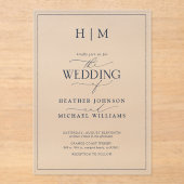 ネイビエレガントーフォーマルブルー書道結婚の作品 アクリル招待状 (正面)