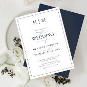 ネイビエレガントーフォーマルブルー書道結婚の作品 招待状